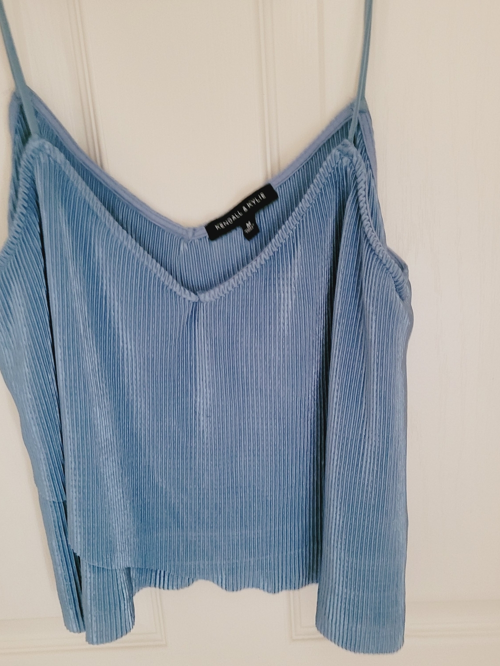 Kendall & Kylie Blue Ribbed Spaghetti Strap Top